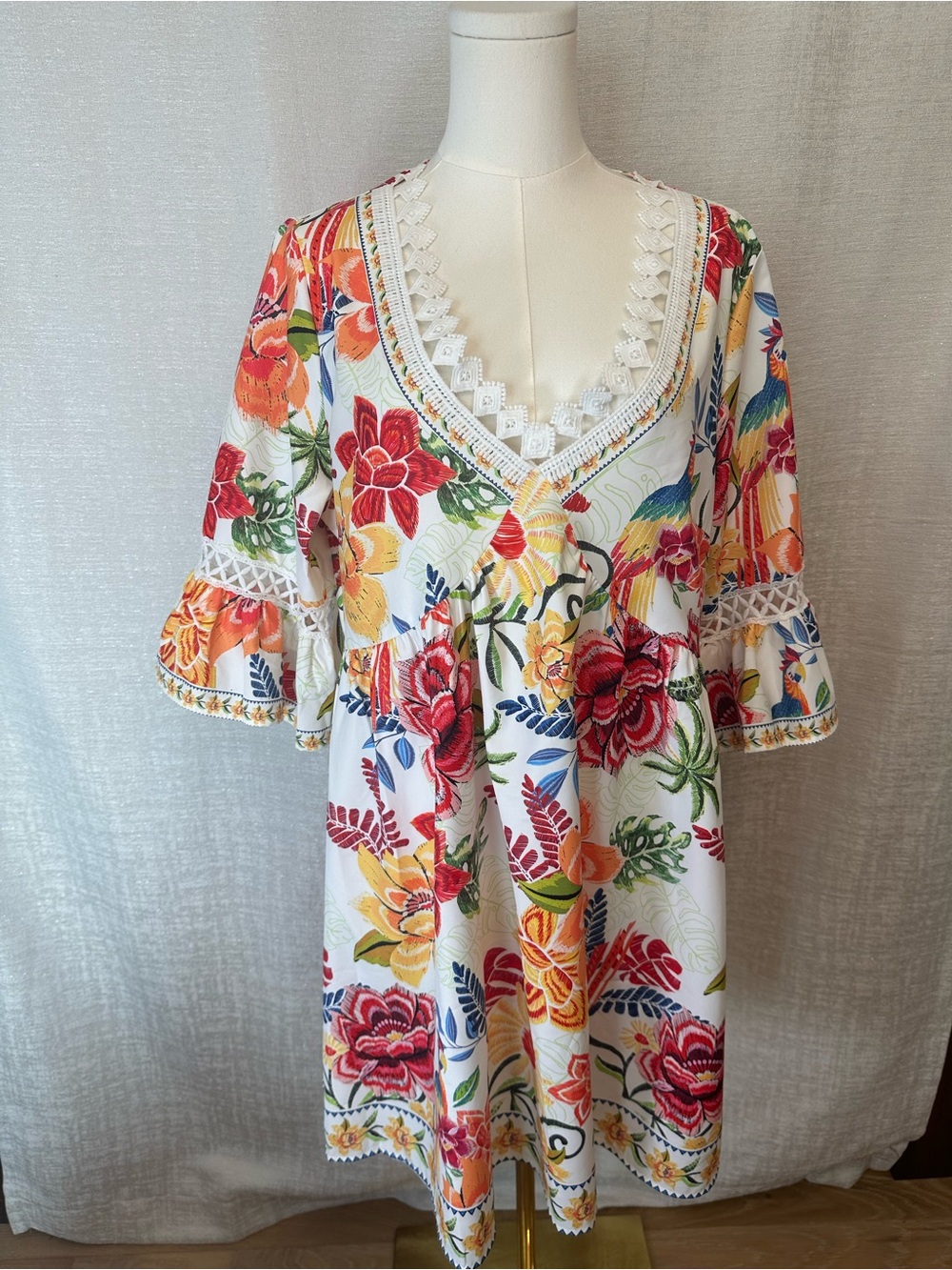 Cupshe Field Notes Floral V-Neck Babydoll MIDI Dress